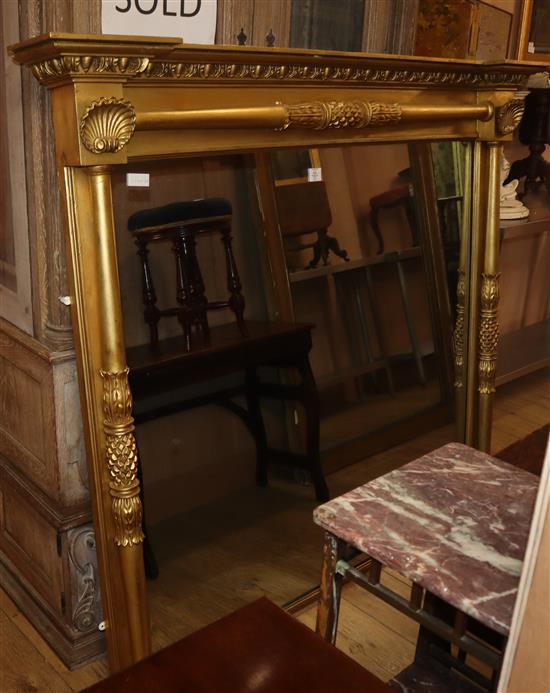 A 19th century giltwood and gesso overmantel mirror W.165cm (restored)